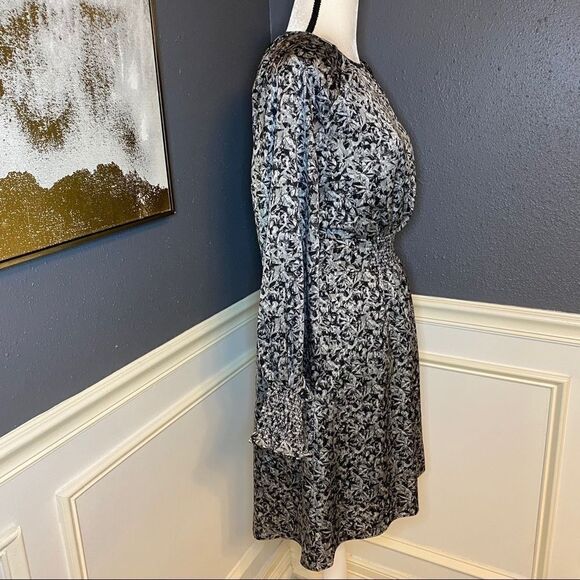 H By Halston Smocked Waist Poet Sleeve Dress - Picture 5 of 11